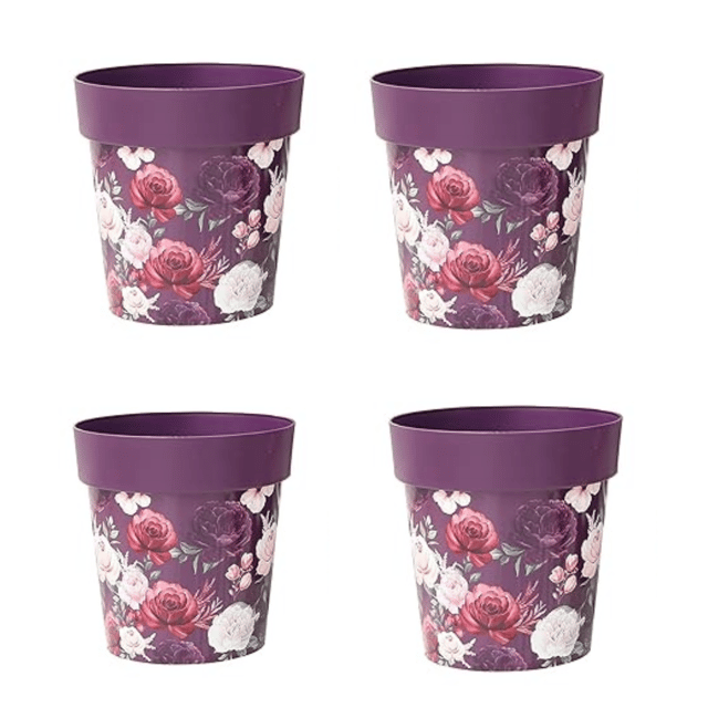 12 Inches Designer Floral Plastic Pots