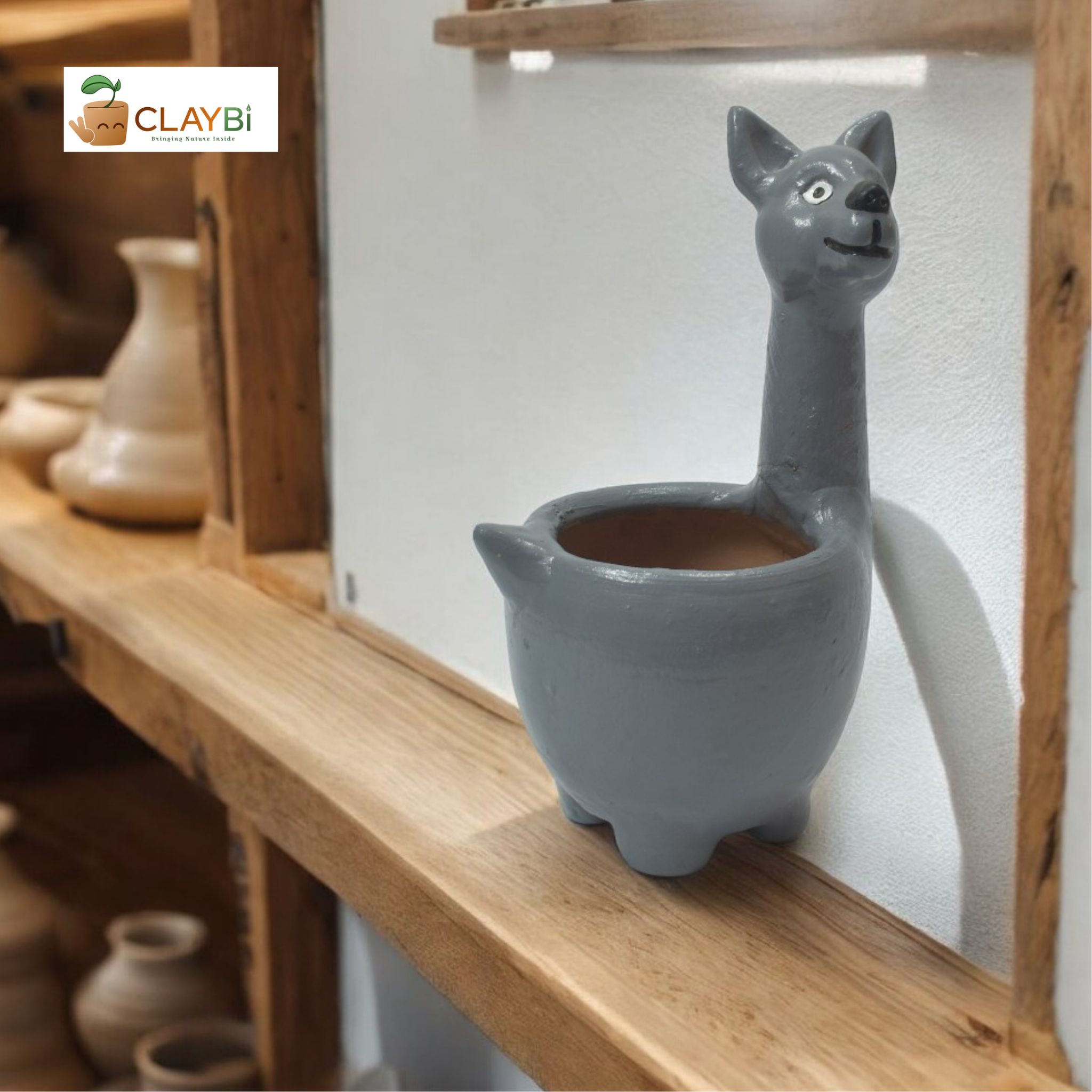 CLAYBI Tom The Cat: Terracotta Animal Planter for Home, Office, and Garden (7+ Inches)