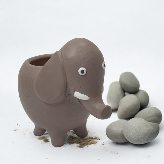 CLAYBI Dumbo the Elephant: Terracotta Animal Planter for Home, Office, and Garden (7+ Inches)