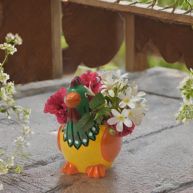 CLAYBI Rio The Bird: Terracotta Animal Planter for Home, Office, and Garden (7+ Inches)