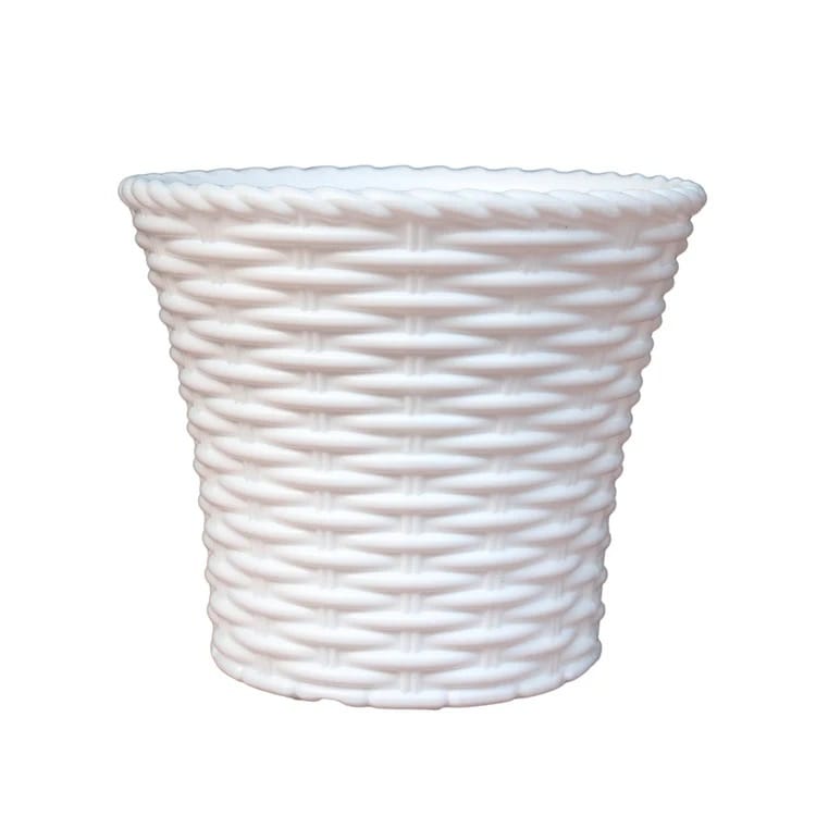 Elegant White Woven Plastic Planter /Pot - 6 Inch