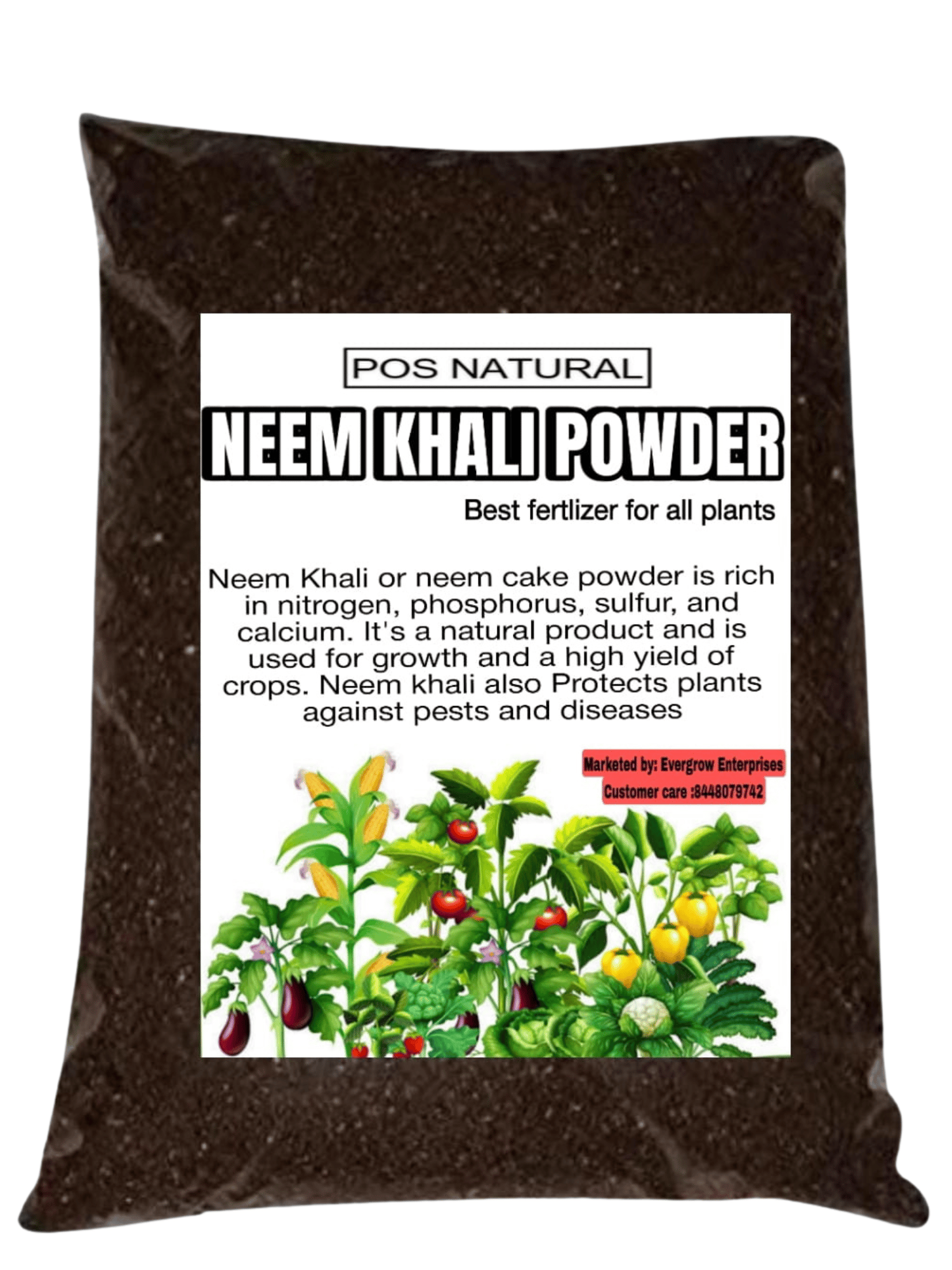 Pos Natural Neem Khali Powder Organic Fertilizer for Plants - 1KG