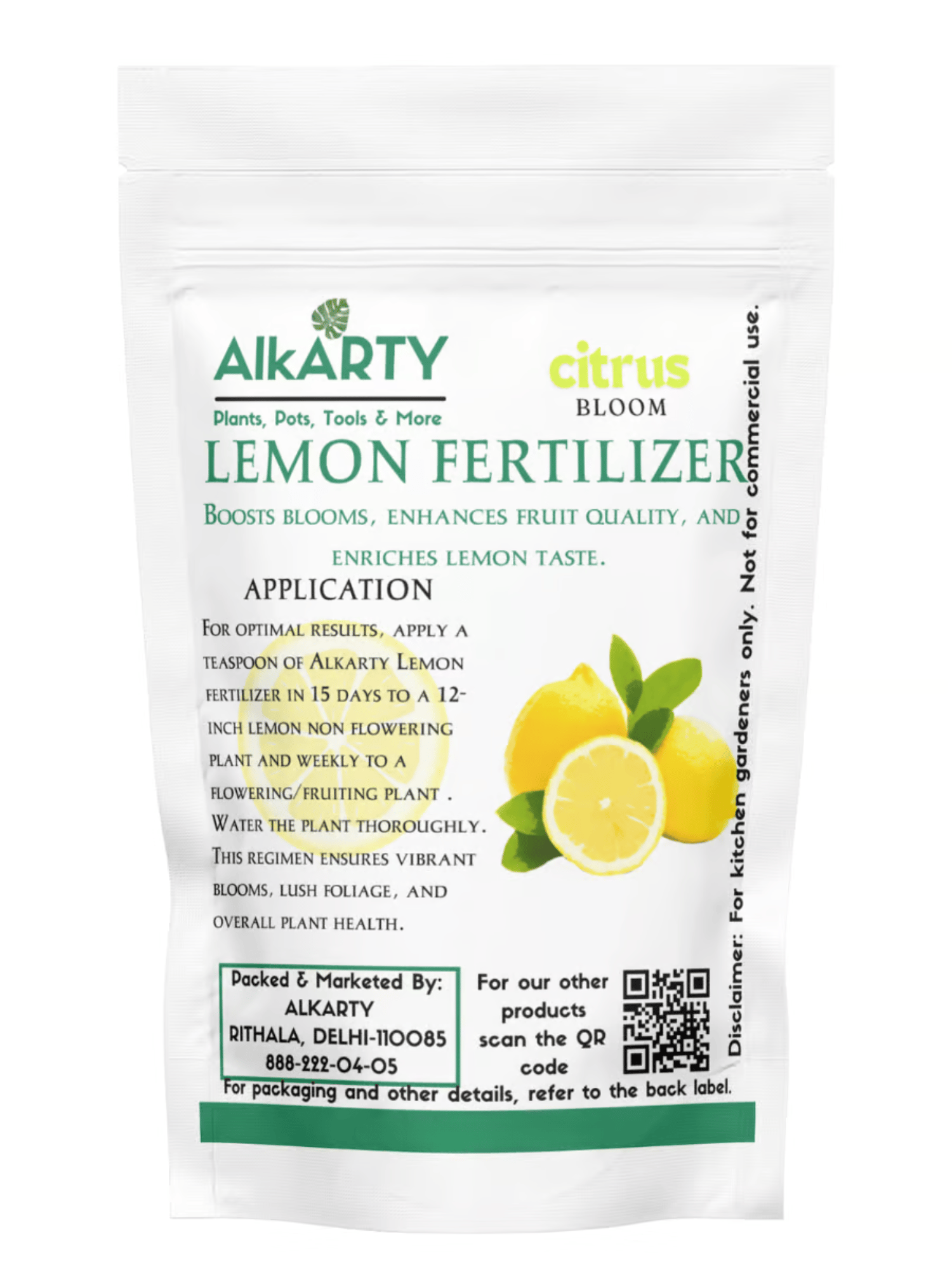 ALKARTY Lemon Fertilizer for Optimal Citrus Growth 400 Grams| Fruit Flavour and Size Enhancer