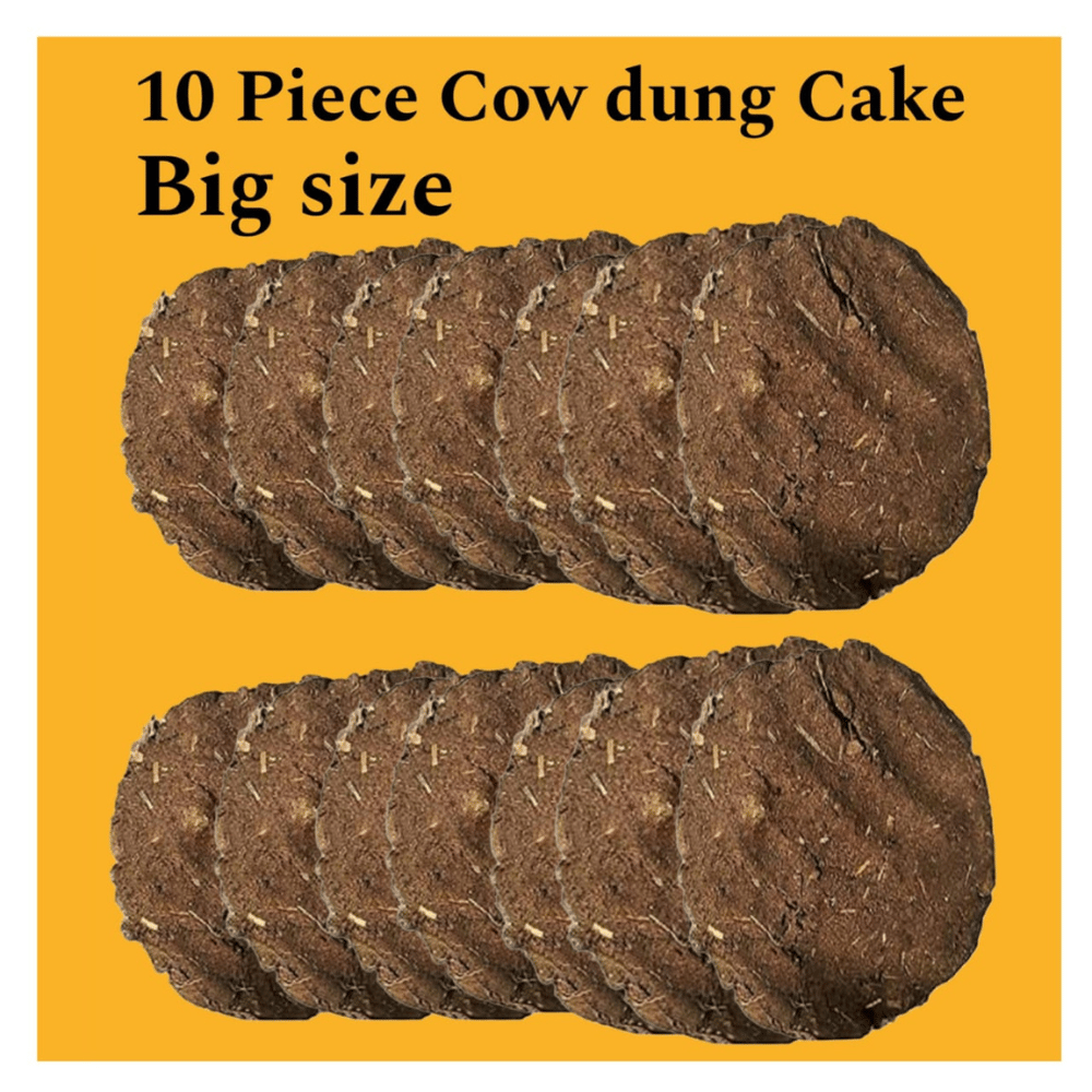 Natural Cow Dung Cakes for Organic Soil Fertilizer - Pack of 10